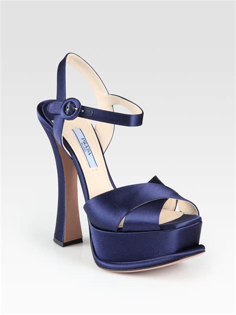 prada blue satin shoes|Prada satin sandals.